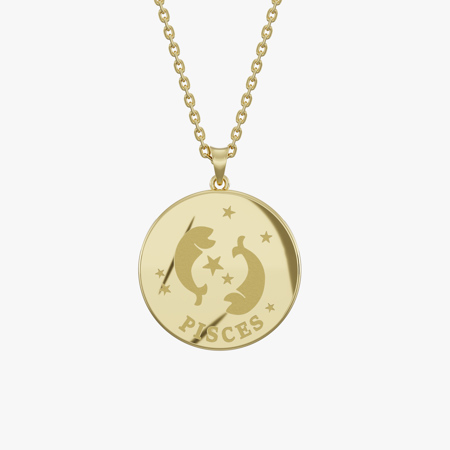 Pisces Birth Month Gold Pendant